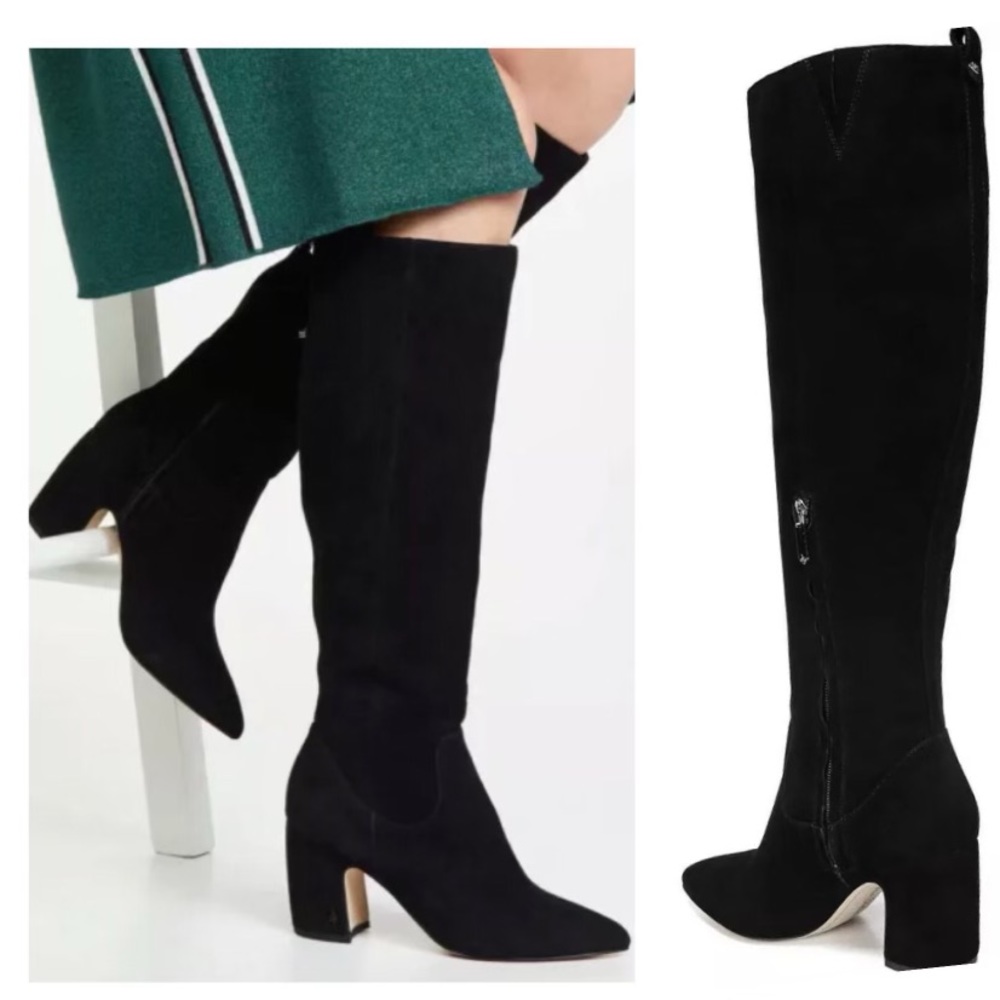 SALE NEW SAM EDELMAN HAI KNEE BOOTS LEATHER SUEDE